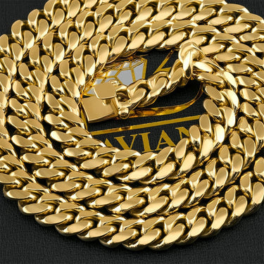 18k Yellow Gold Miami Cuban Link Chain 11 mm